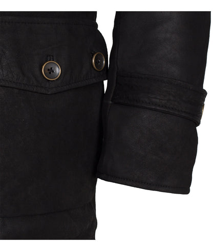 Men The Dark Knight Rises Bane Black Shearling Real Leather Coat