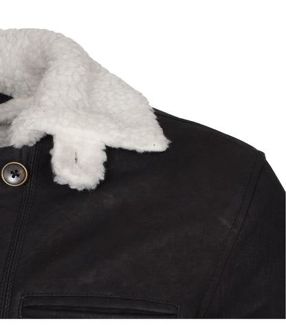 Men The Dark Knight Rises Bane Black Shearling Real Leather Coat