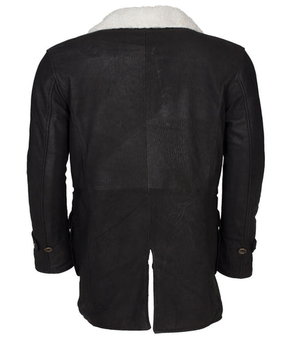 Men The Dark Knight Rises Bane Black Shearling Real Leather Coat