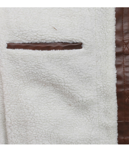 Men The Dark Knight Rises Bane Brown Shearling Real Leather Coat