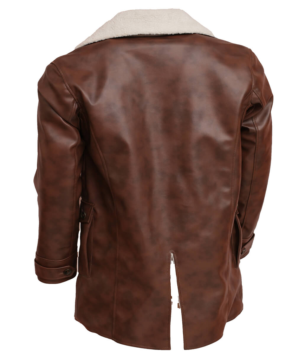 Men The Dark Knight Rises Bane Brown Shearling Real Leather Coat