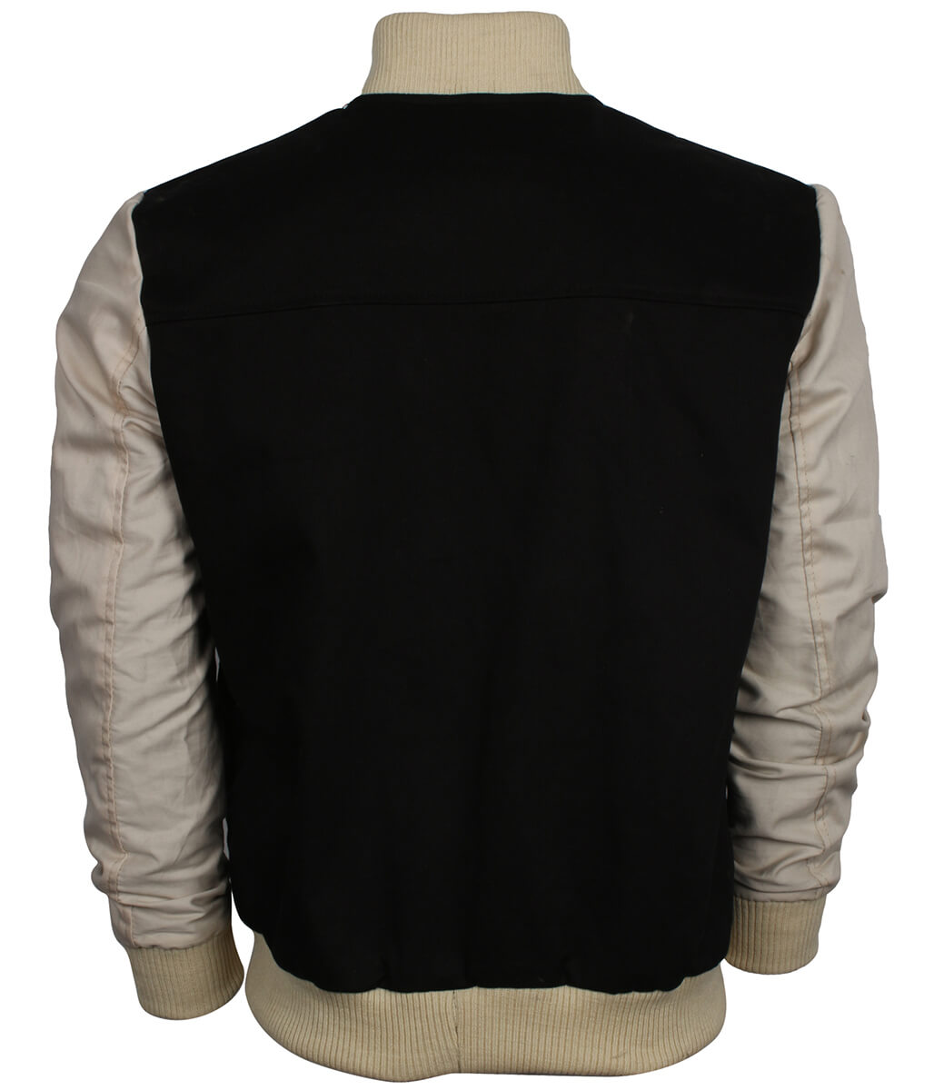 Men Two-Tone Contrast Sleeve Letterman Varsity Bomber Jacket