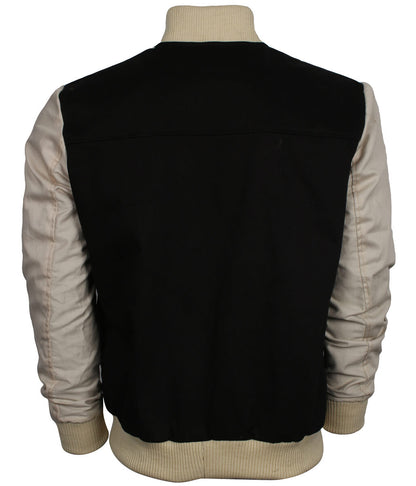 Men Two-Tone Contrast Sleeve Letterman Varsity Bomber Jacket