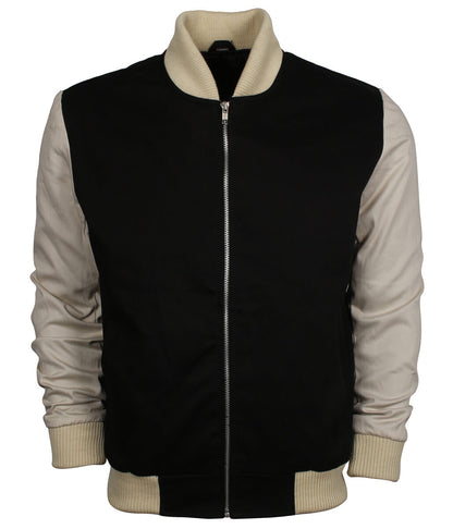 Men Two-Tone Contrast Sleeve Letterman Varsity Bomber Jacket