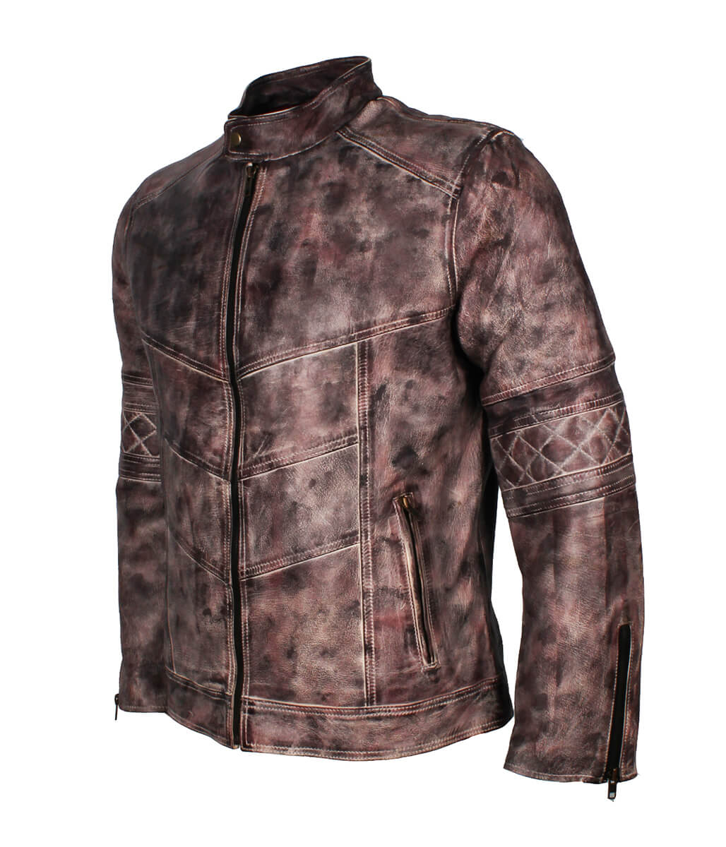 Vintage Men Brown Distressed Leather Jacket
