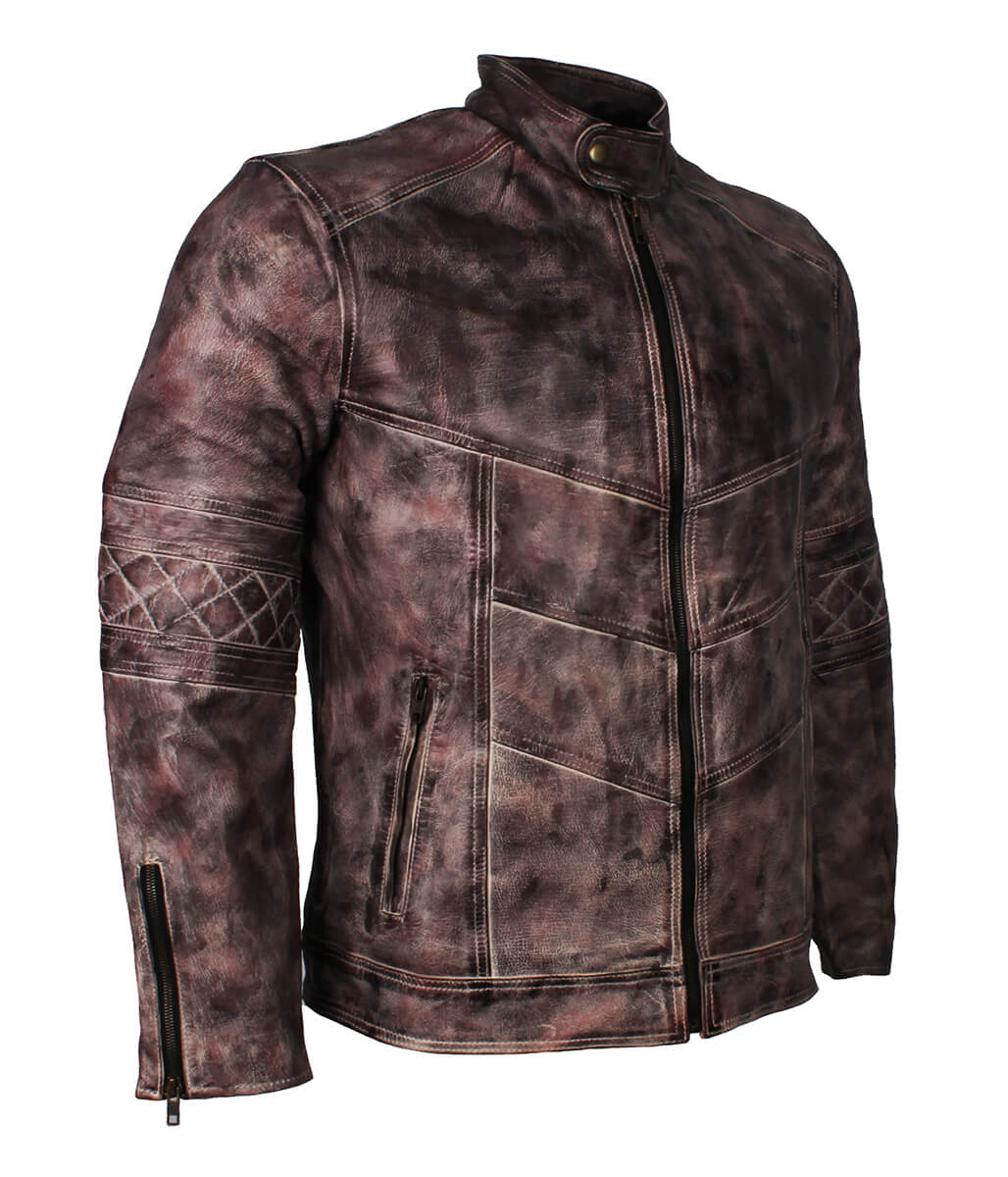 Vintage Men Brown Distressed Leather Jacket