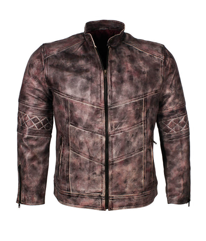 Vintage Men Brown Distressed Leather Jacket