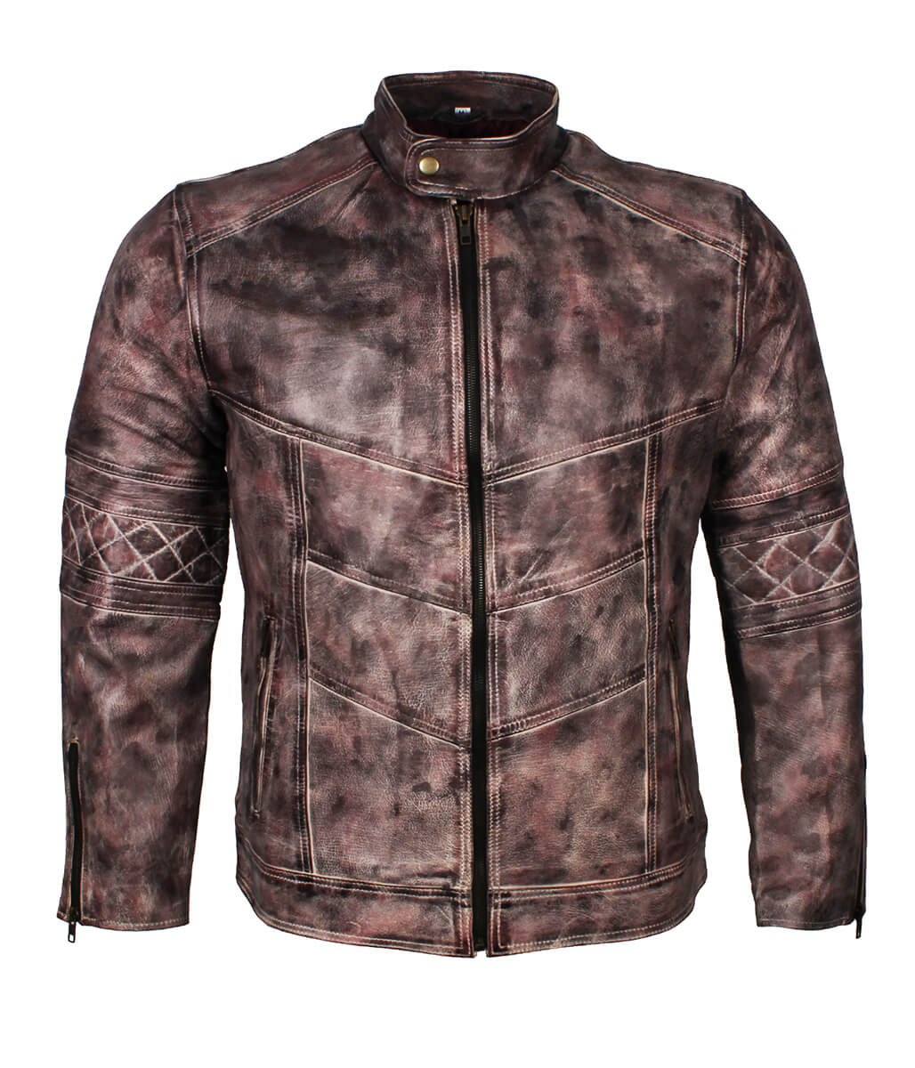 Vintage Men Brown Distressed Leather Jacket