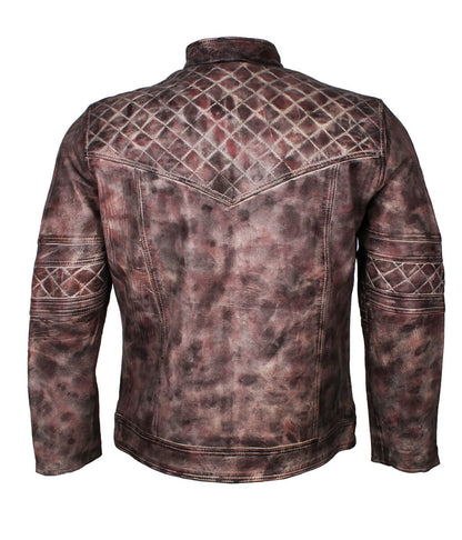Vintage Men Brown Distressed Leather Jacket