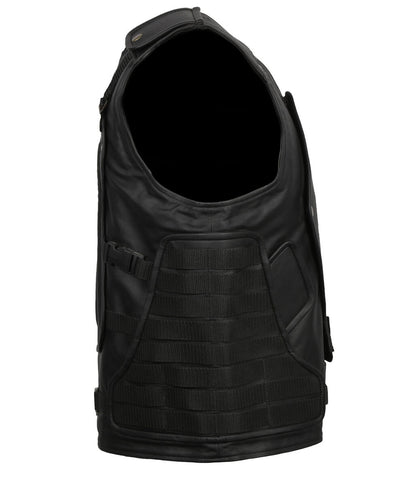 Men White Spider Embroidered Tactical Leather Vest
