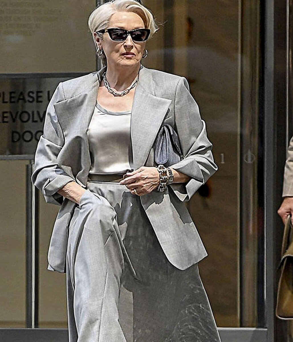 Meryl Streep Devil Wears Prada 2 Grey Cotton Blazer