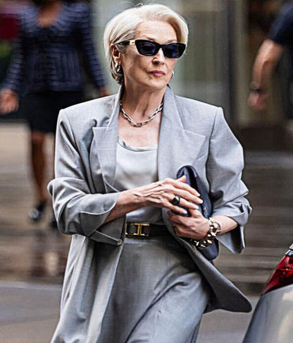 Meryl Streep Devil Wears Prada 2 Grey Cotton Blazer