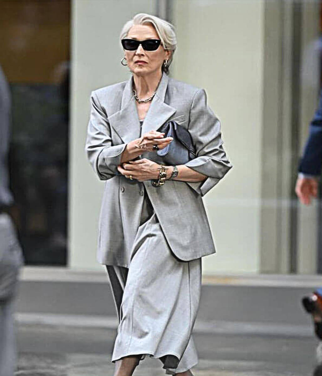 Meryl Streep Devil Wears Prada 2 Grey Cotton Blazer