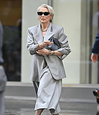 Meryl Streep Devil Wears Prada 2 Grey Cotton Blazer
