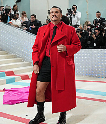 Met Gala 2023 Pedro Pascal Red Wool Coat