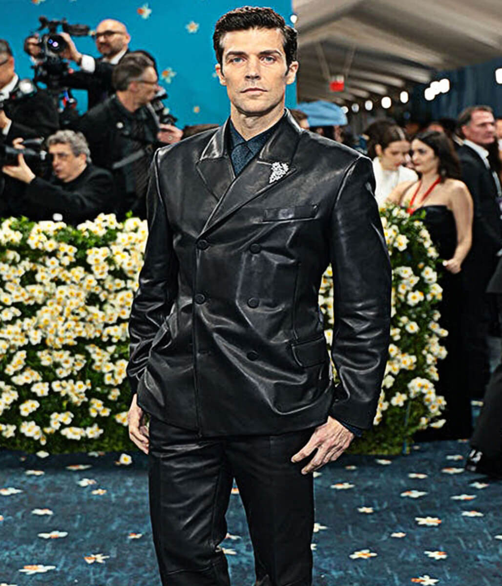 Met Gala 2025 Roberto Bolle Black Leather Blazer