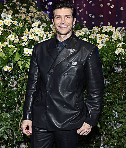 Met Gala 2025 Roberto Bolle Black Leather Blazer