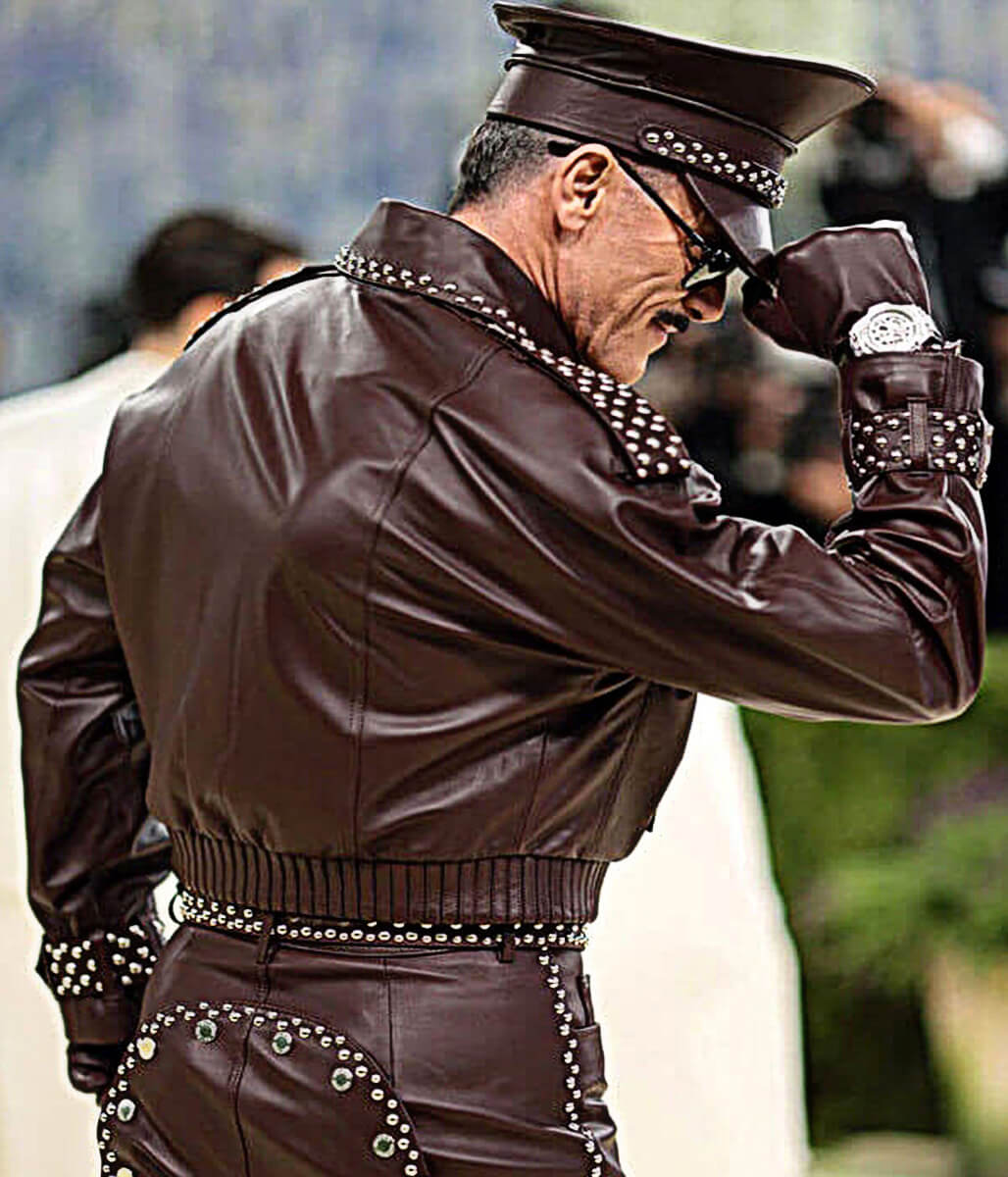 Met Gala 2026 Luke Evans Burgandy Leather Jacket