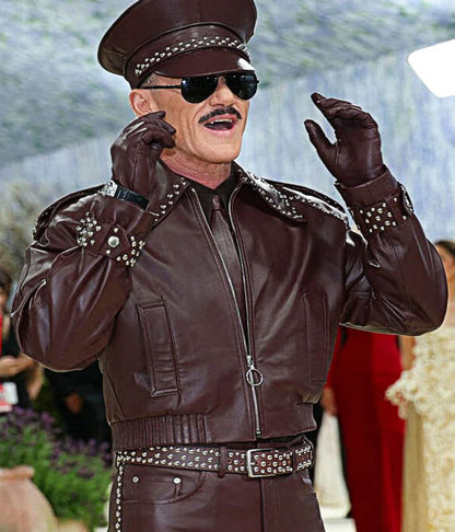 Met Gala 2026 Luke Evans Burgandy Leather Jacket