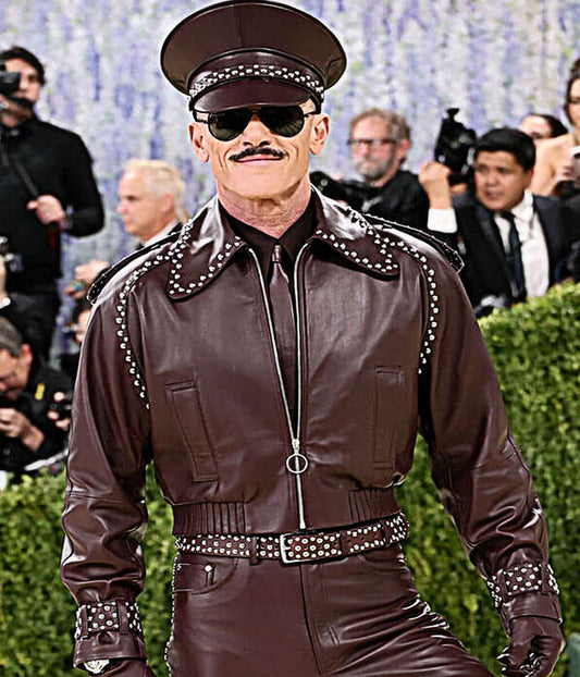 Met Gala 2026 Luke Evans Burgandy Leather Jacket
