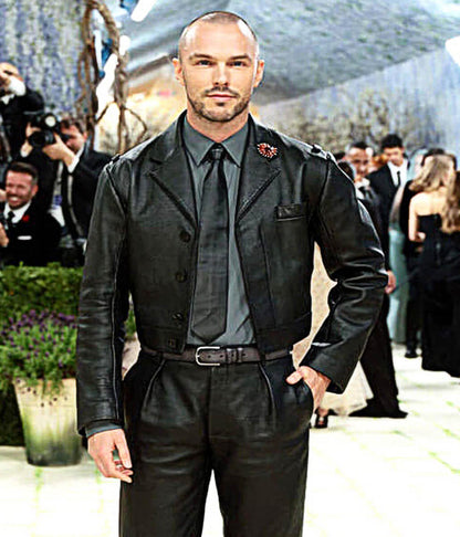 Met Gala 2026 Nicholas Hoult Black Leather Jacket