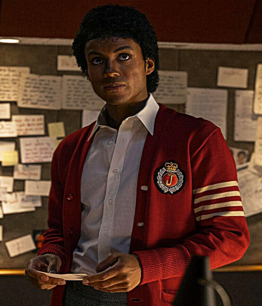 Michael 2026 Jackson Jaafar Red Cardigan Jacket