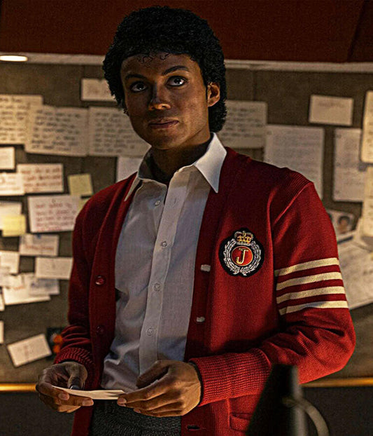 Michael 2026 Jackson Jaafar Red Cardigan Jacket