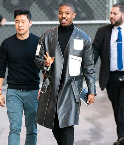 Michael B. Jordan Black Leather Coat