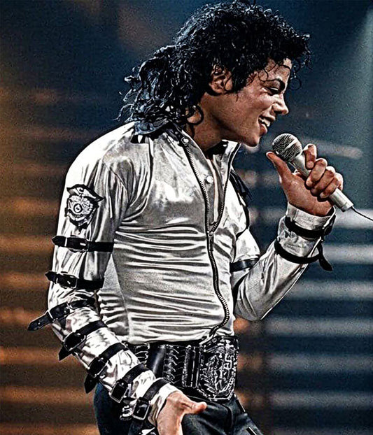 Michael Jackson Bad World Tour Silver Leather Jacket
