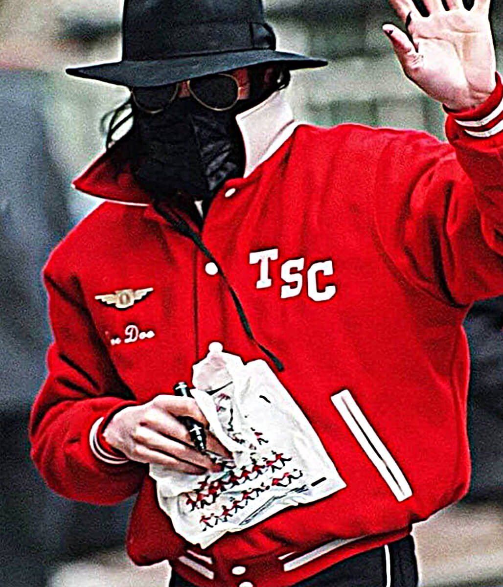 Michael Jackson London Spotting Red Bomber Jacket