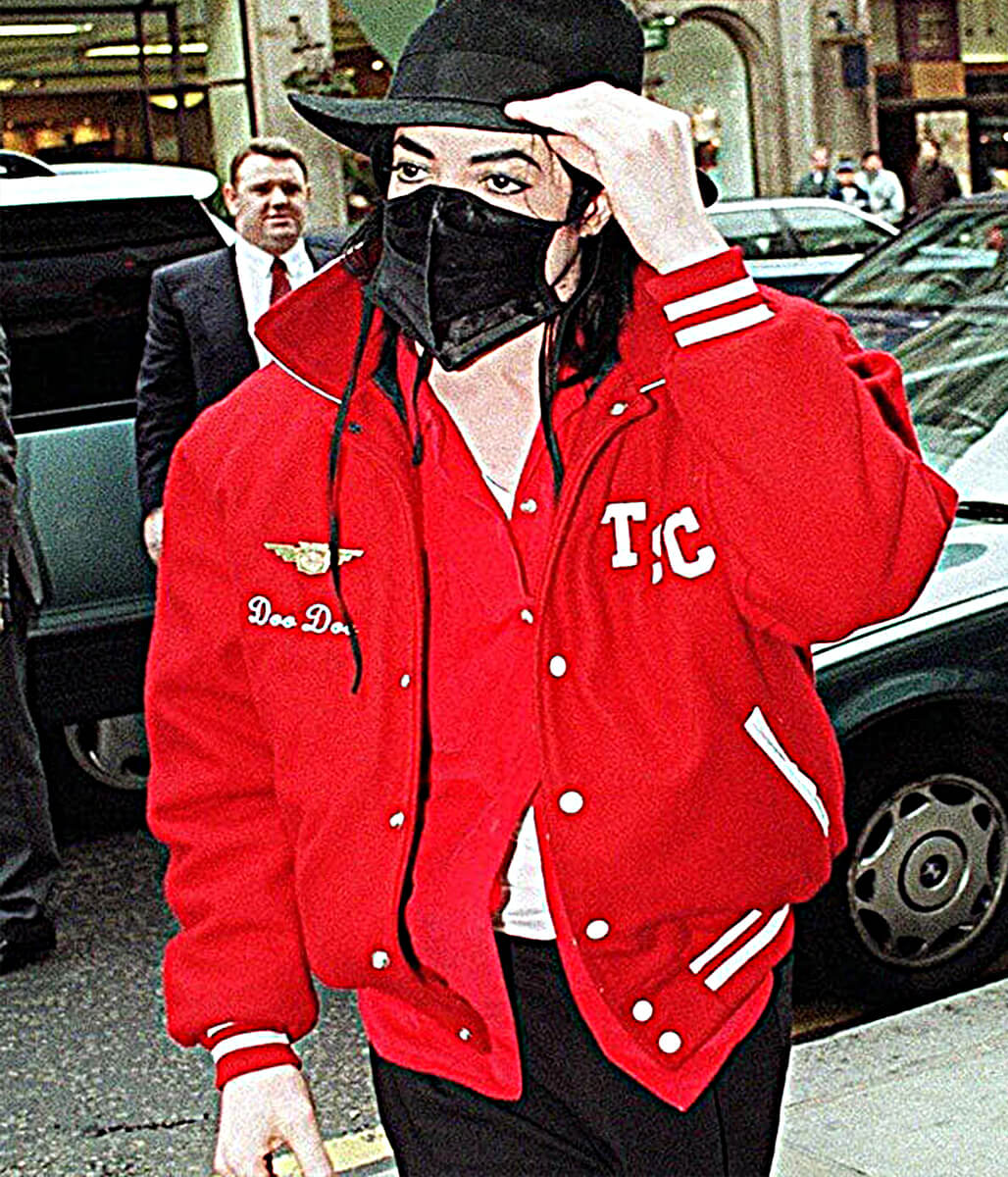 Michael Jackson London Spotting Red Bomber Jacket