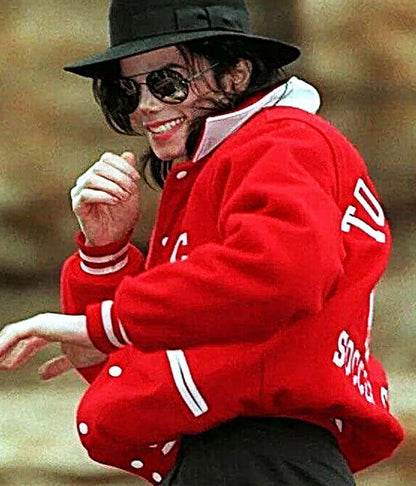 Michael Jackson London Spotting Red Bomber Jacket