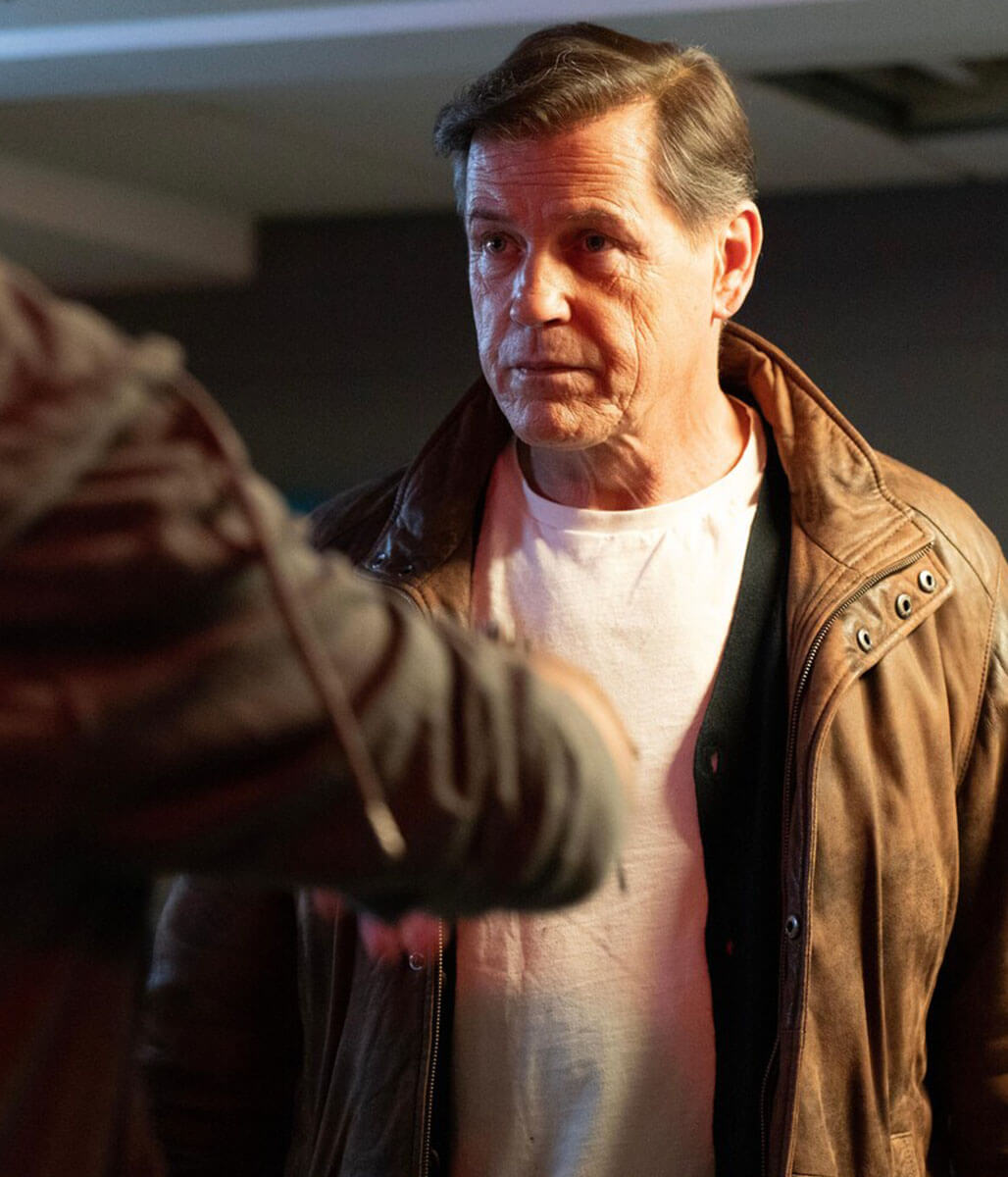 Michael Paré Helloween 2025 Brown Leather Jacket