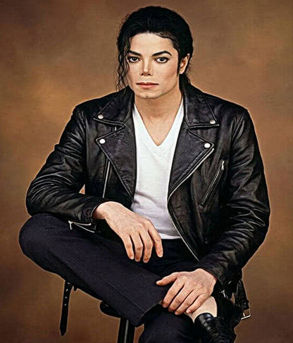 Michal Jackson King Of Pop Black Biker Leather Jacket