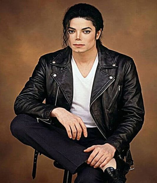 Michal Jackson King Of Pop Black Biker Leather Jacket