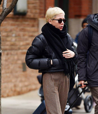 Michelle Williams Black Parachute Jacket