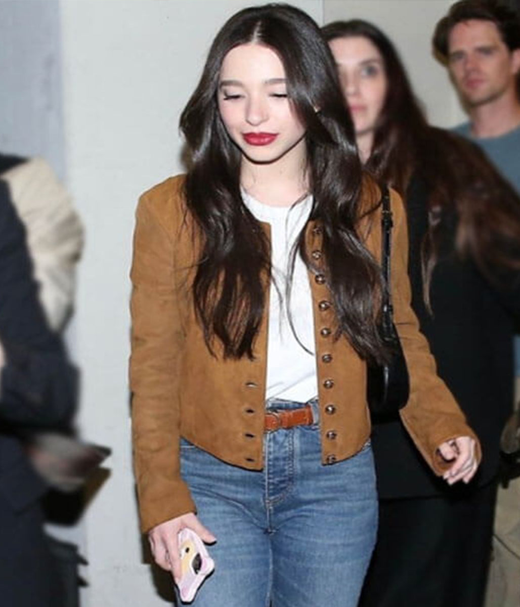 Mikey Madison Street Style 2025 Brown Suede Jacket