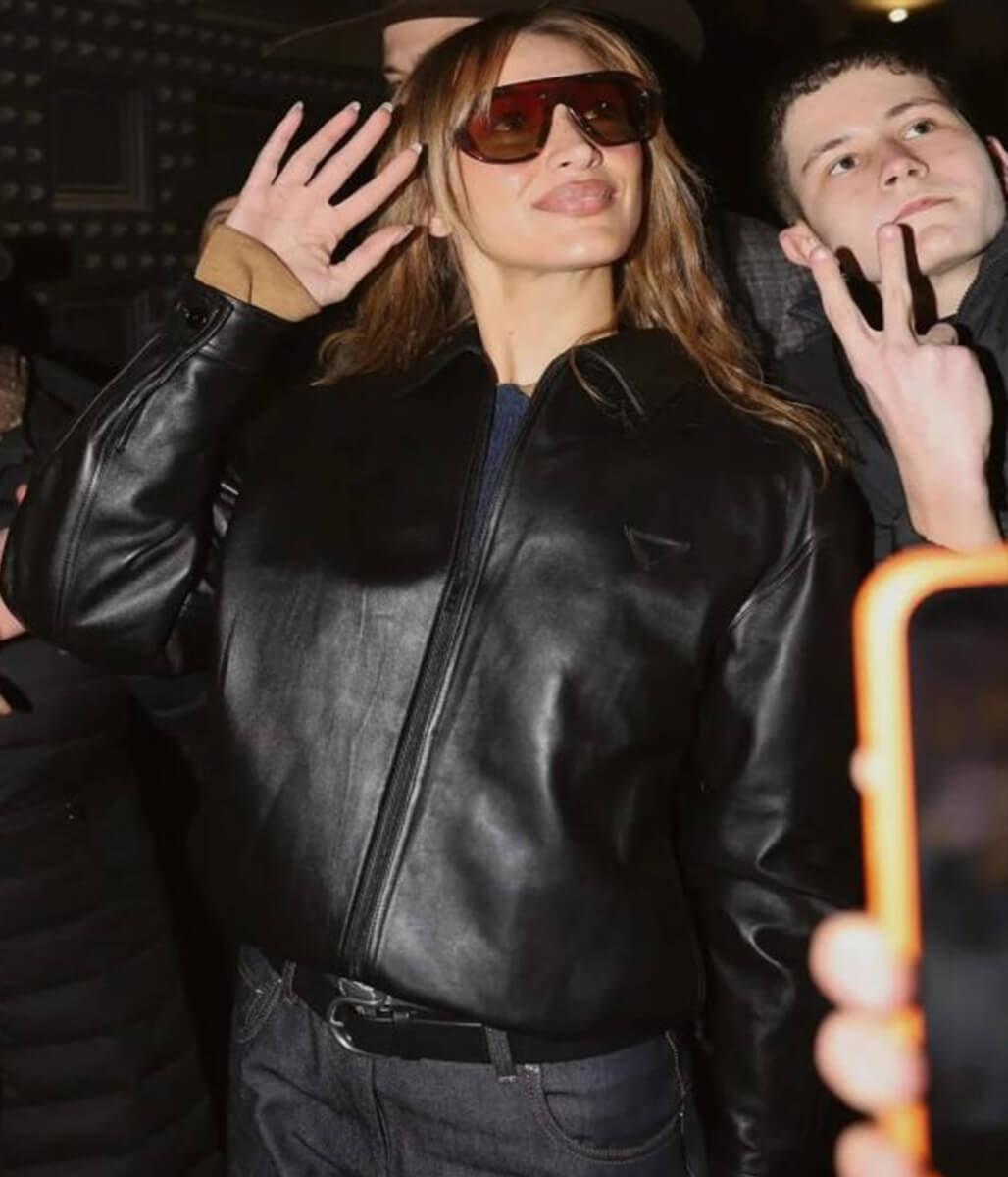 Milan Fashion Week 2026 Bella Hadid Leather Jacket