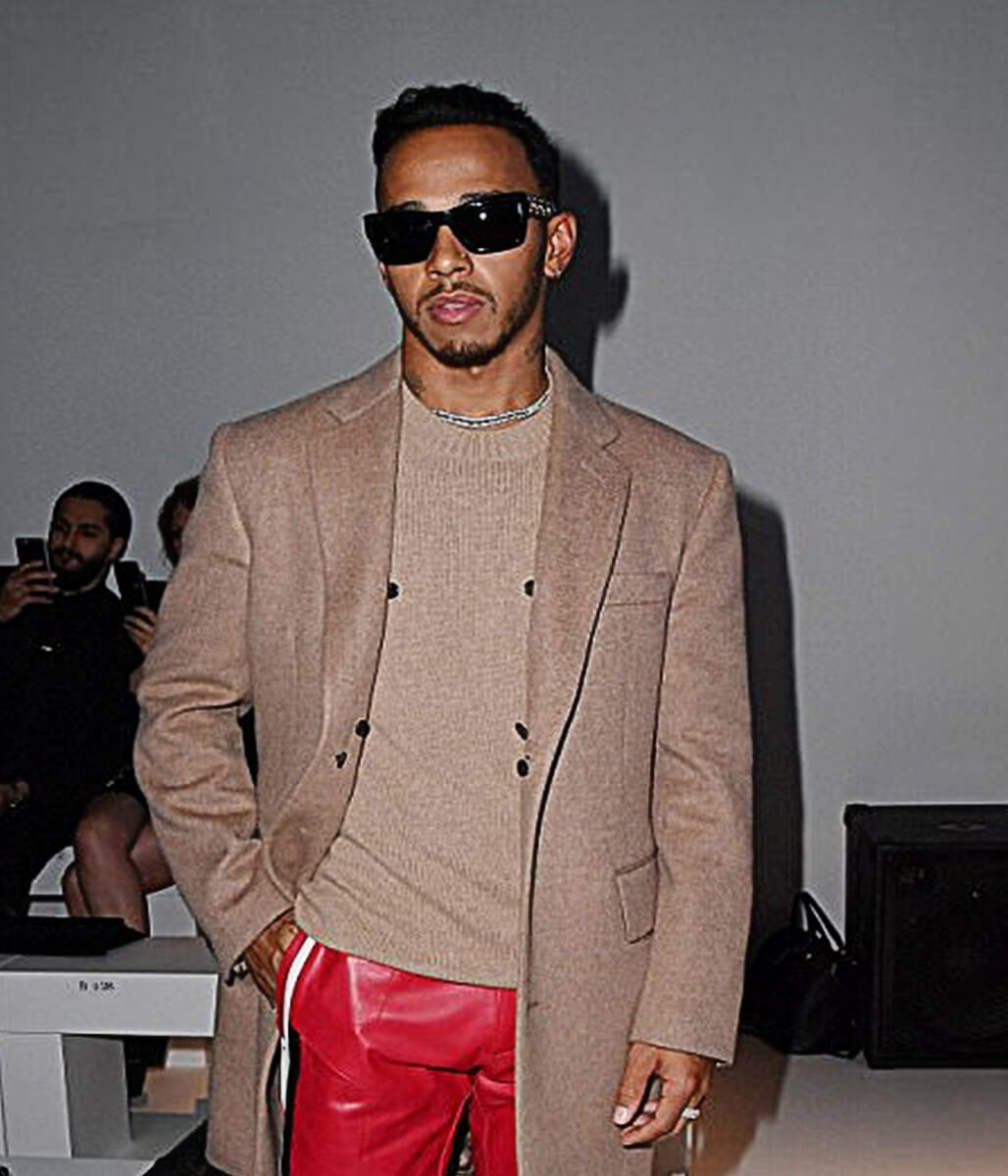 Milan Fashion Week Lewis Hamilton Brown Wool Coat