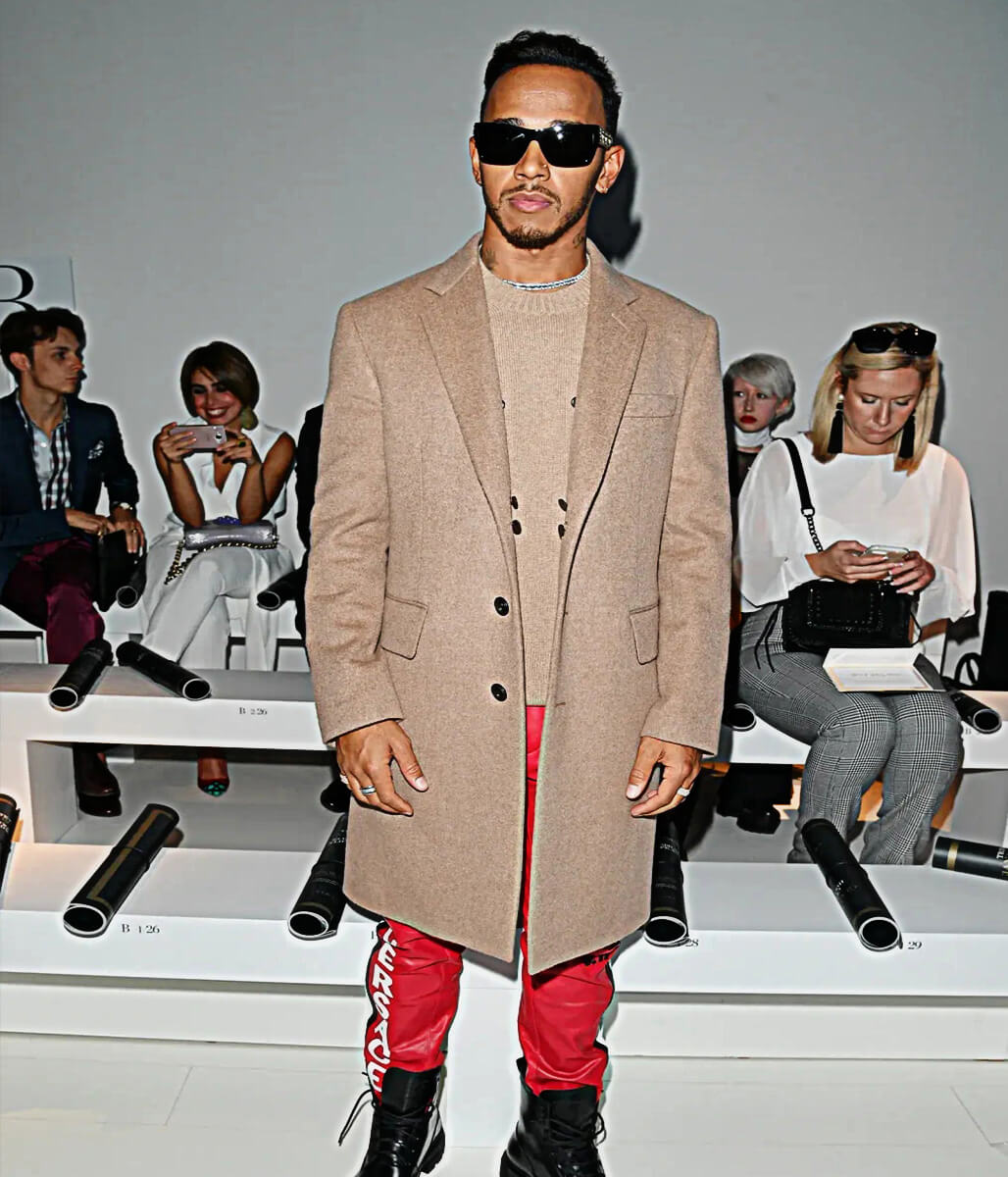 Milan Fashion Week Lewis Hamilton Brown Wool Coat
