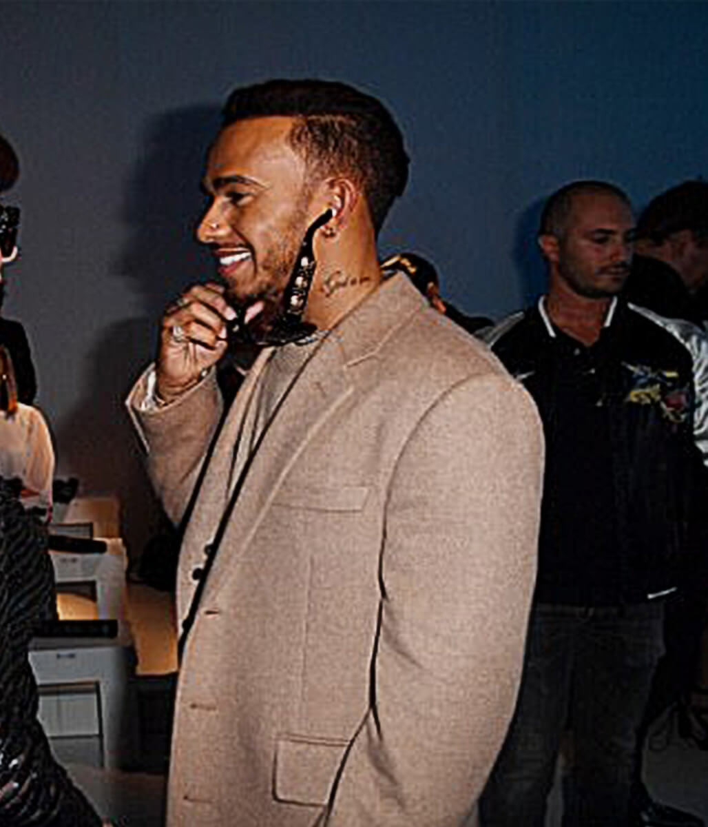 Milan Fashion Week Lewis Hamilton Brown Wool Coat