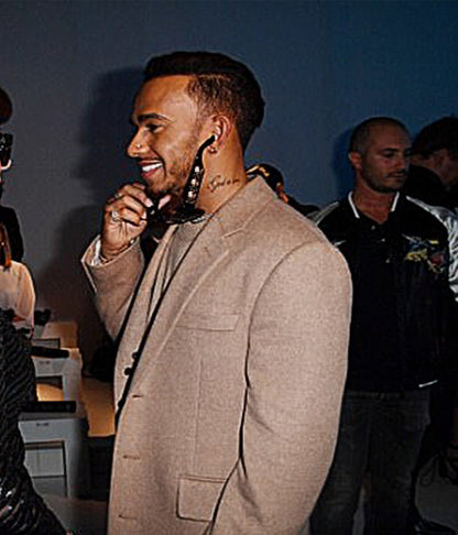 Milan Fashion Week Lewis Hamilton Brown Wool Coat