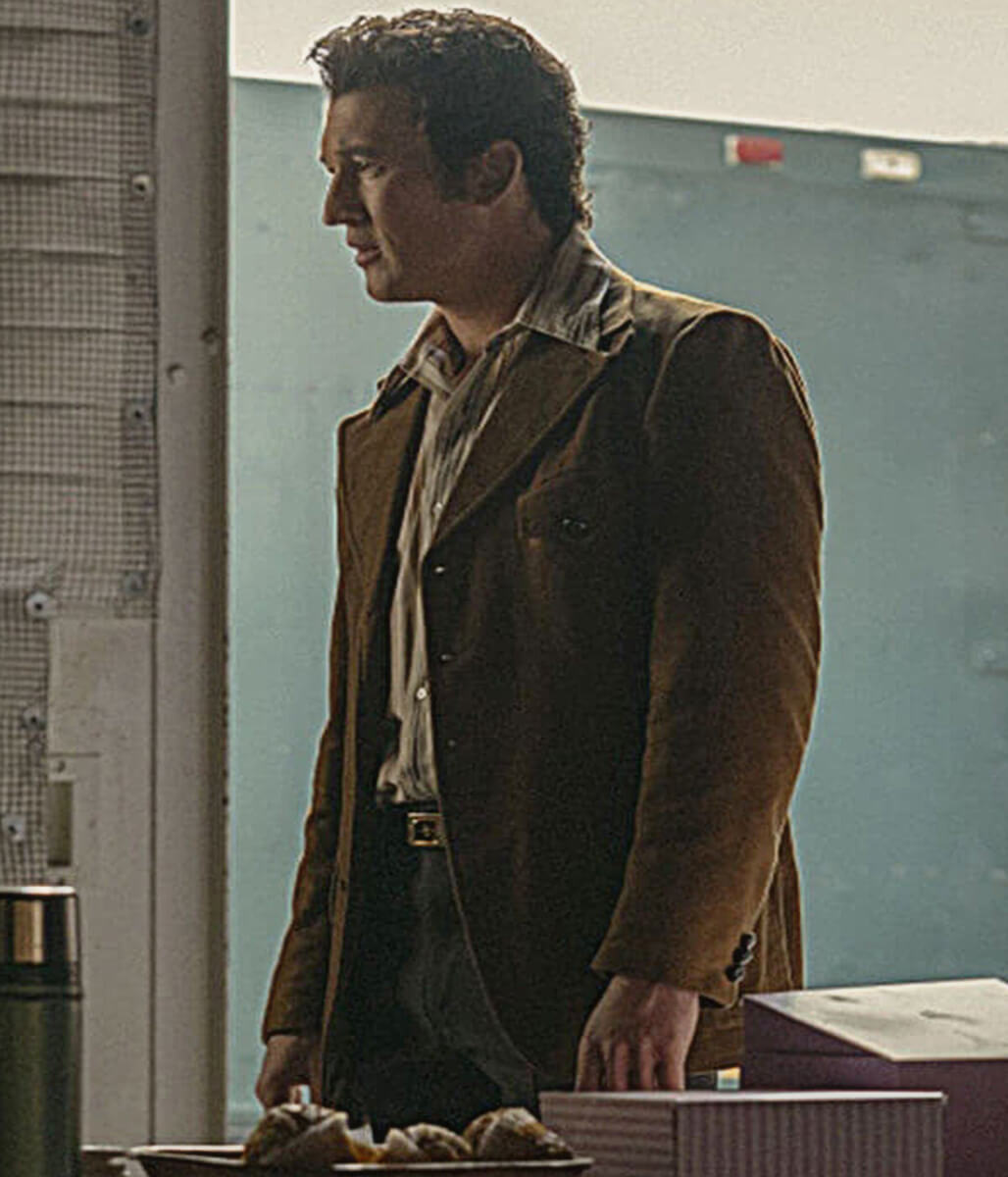 Miles Teller The Offer 2022 Brown Blazer