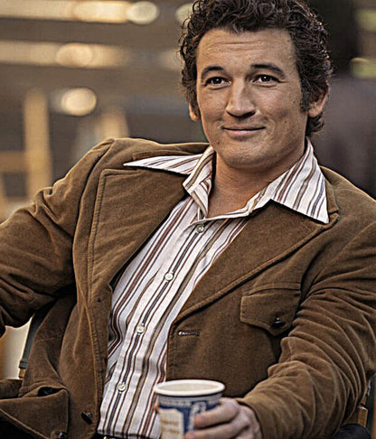 Miles Teller The Offer 2022 Brown Blazer