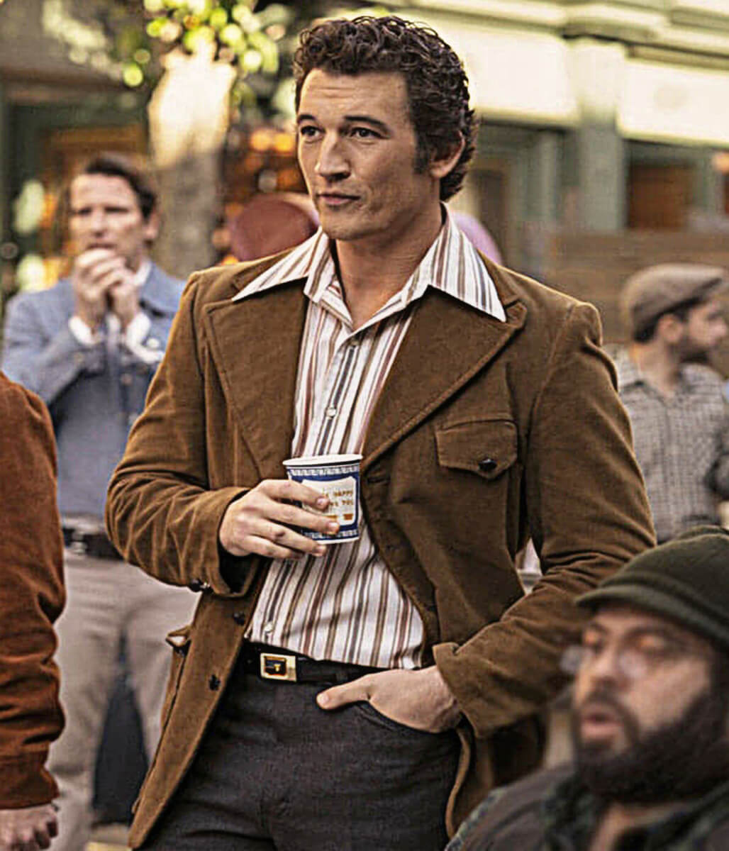 Miles Teller The Offer 2022 Brown Blazer