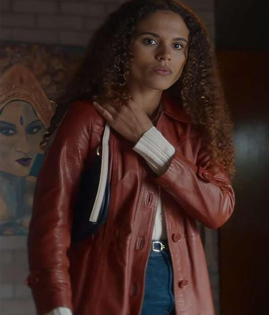 Missing You 2025 Stacey Embalo Brown Leather Coat