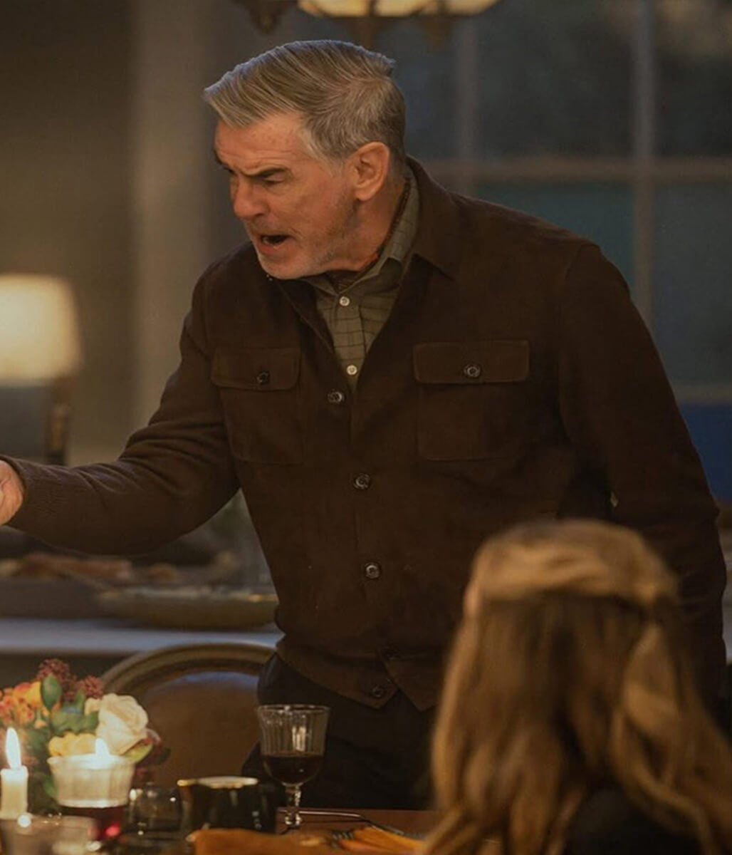 MobLand Pierce Brosnan Brown Leather Suede Jacket