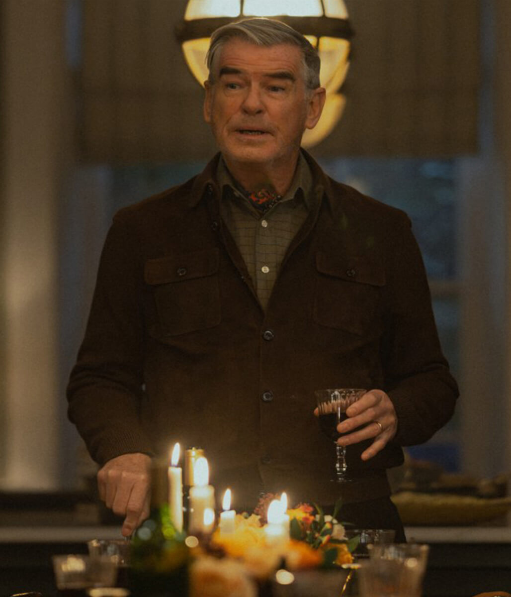 MobLand Pierce Brosnan Brown Leather Suede Jacket