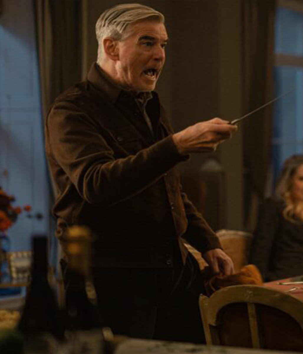 MobLand Pierce Brosnan Brown Leather Suede Jacket