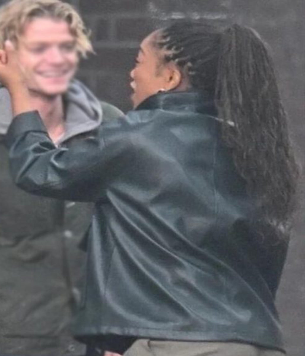 Naomi Ackie Clayface 2026 Black Leather Jacket